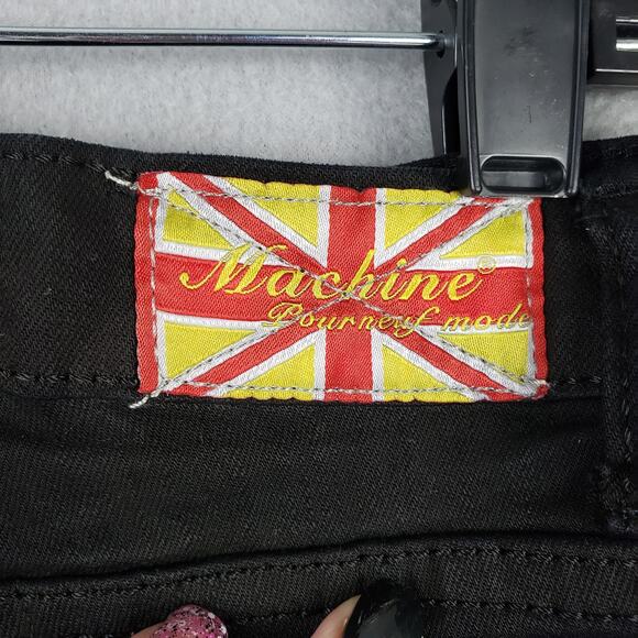 Machine Size 5 Low Rise Distressed Skinny Jean Black Thrashed Frayed Punk Grunge - Picture 8 of 11